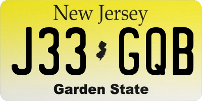 NJ license plate J33GQB