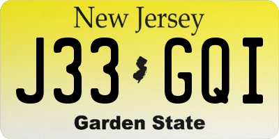 NJ license plate J33GQI