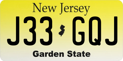 NJ license plate J33GQJ