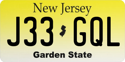 NJ license plate J33GQL