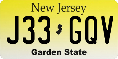 NJ license plate J33GQV