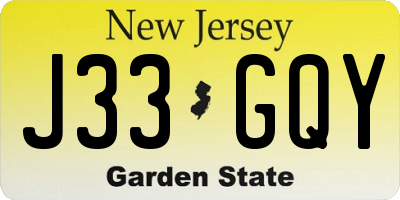 NJ license plate J33GQY
