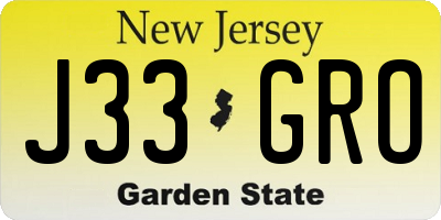 NJ license plate J33GRO