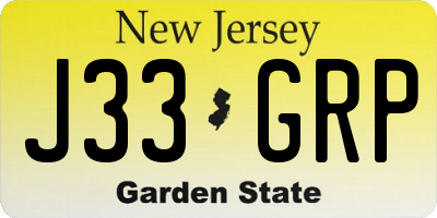 NJ license plate J33GRP