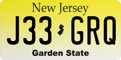 NJ license plate J33GRQ