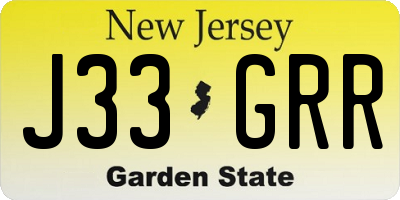 NJ license plate J33GRR