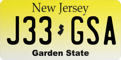 NJ license plate J33GSA
