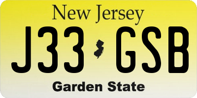 NJ license plate J33GSB