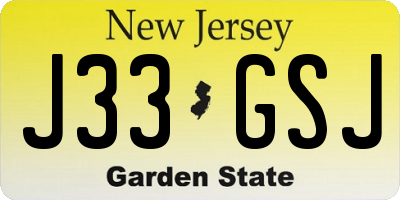NJ license plate J33GSJ