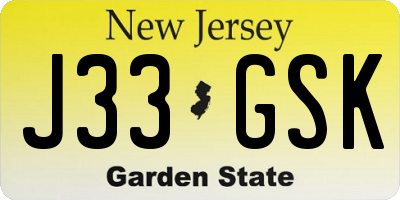 NJ license plate J33GSK