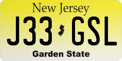 NJ license plate J33GSL
