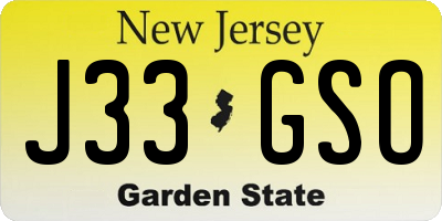 NJ license plate J33GSO