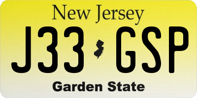 NJ license plate J33GSP