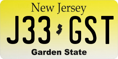 NJ license plate J33GST