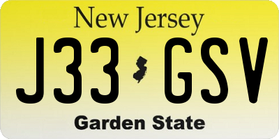 NJ license plate J33GSV