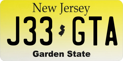 NJ license plate J33GTA