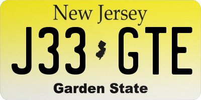 NJ license plate J33GTE