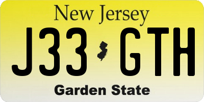 NJ license plate J33GTH