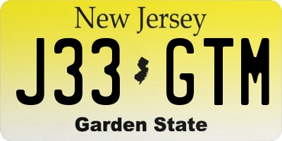 NJ license plate J33GTM