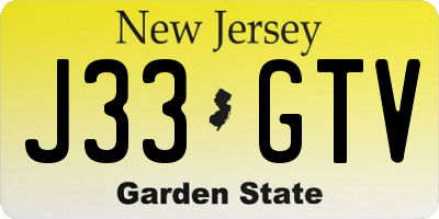 NJ license plate J33GTV