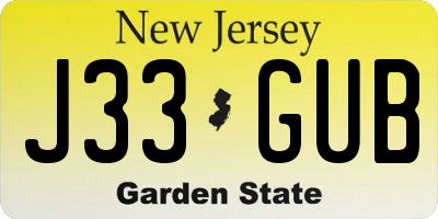 NJ license plate J33GUB
