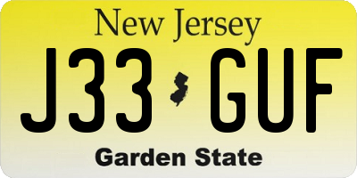 NJ license plate J33GUF