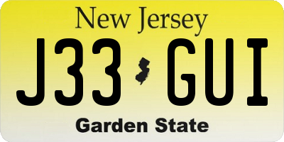 NJ license plate J33GUI
