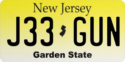 NJ license plate J33GUN