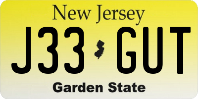 NJ license plate J33GUT