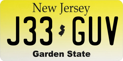 NJ license plate J33GUV
