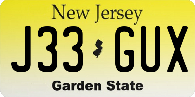 NJ license plate J33GUX