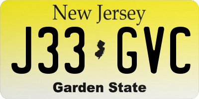 NJ license plate J33GVC