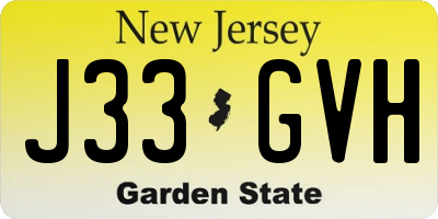 NJ license plate J33GVH