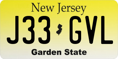 NJ license plate J33GVL