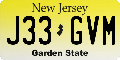 NJ license plate J33GVM
