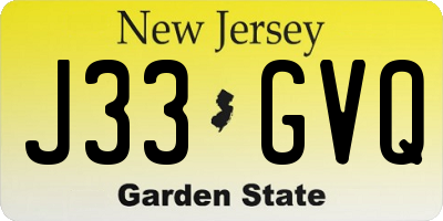 NJ license plate J33GVQ