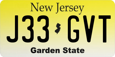 NJ license plate J33GVT