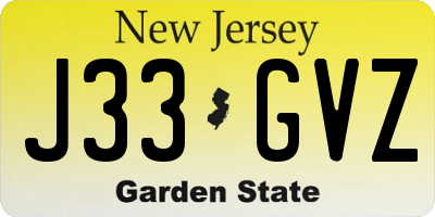 NJ license plate J33GVZ