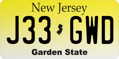 NJ license plate J33GWD