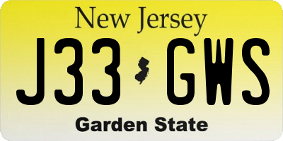 NJ license plate J33GWS