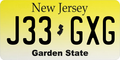 NJ license plate J33GXG