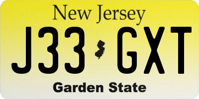 NJ license plate J33GXT