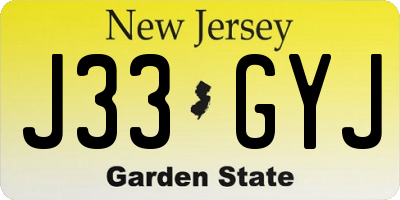 NJ license plate J33GYJ