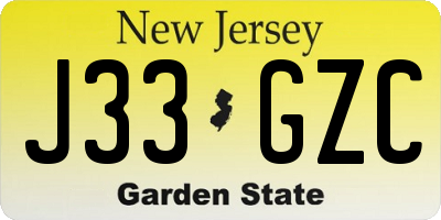 NJ license plate J33GZC