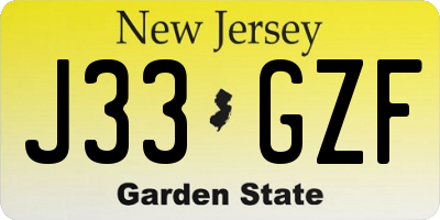 NJ license plate J33GZF