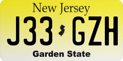 NJ license plate J33GZH