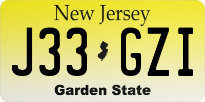 NJ license plate J33GZI