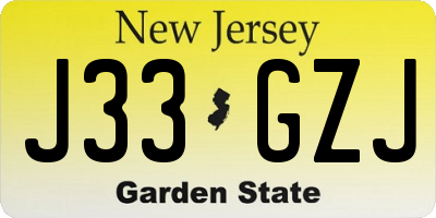 NJ license plate J33GZJ