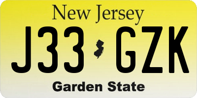 NJ license plate J33GZK
