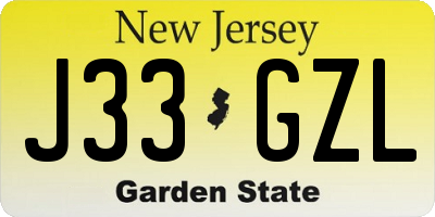 NJ license plate J33GZL